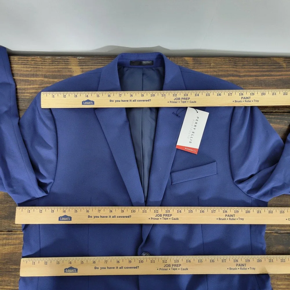 Perry Ellis Portfolio Men's Sport‎ Coat Blazer Two Button Blue Stretch 42S NEW